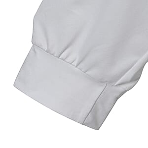 Tamsy White Round Neck Sparkly Dog Print Long Sleeve Top (L-XL)