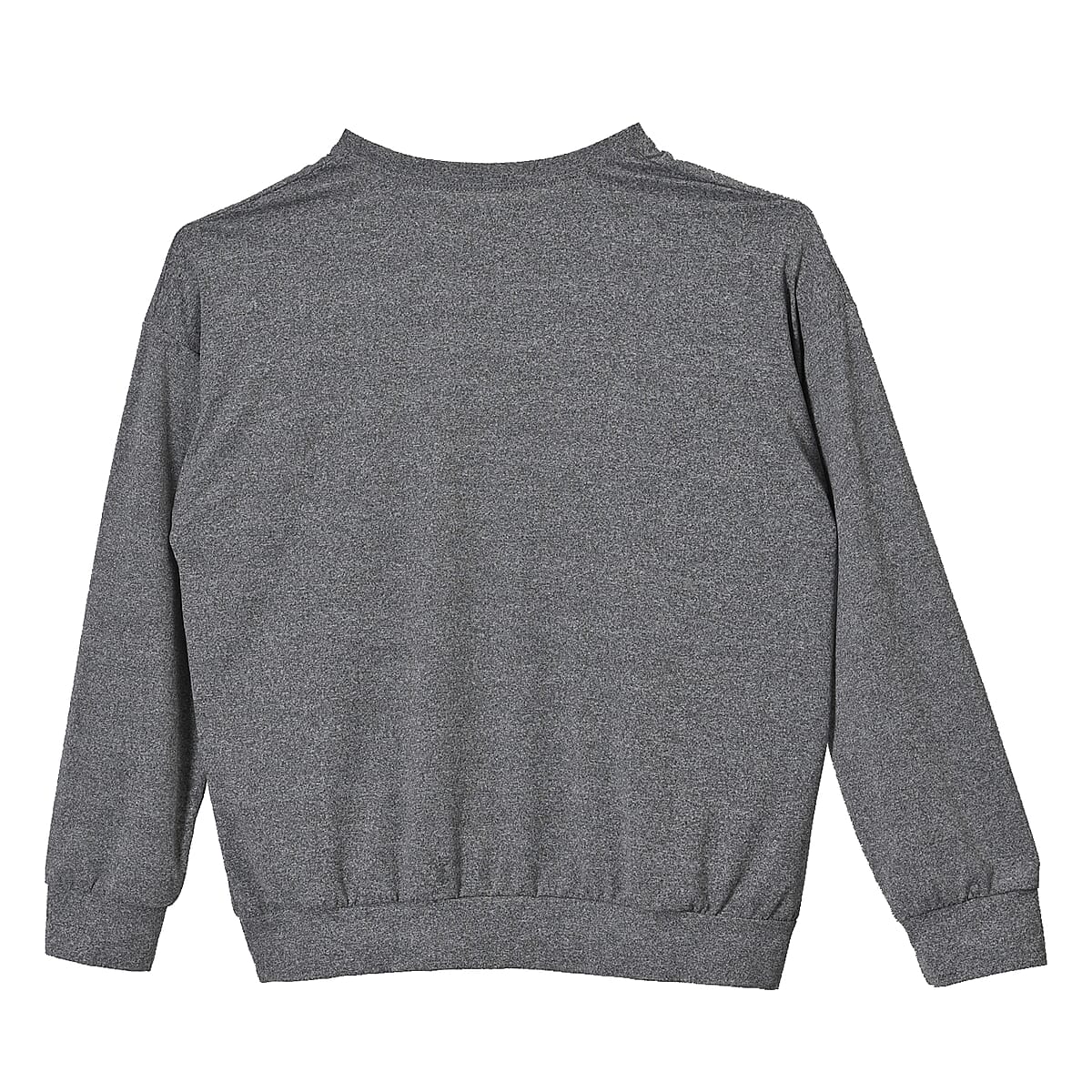 Tamsy Gray Round Neck Sparkly Rose Print Long Sleeve Top (S-L) image number 1