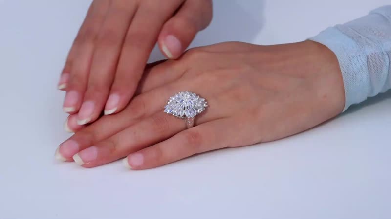 Moon Glow Moonstone Dahlia Floral Sparkle, Star and Moon Ring in Rhodium Over Sterling Silver (Size 6.0) 5.40 ctw
