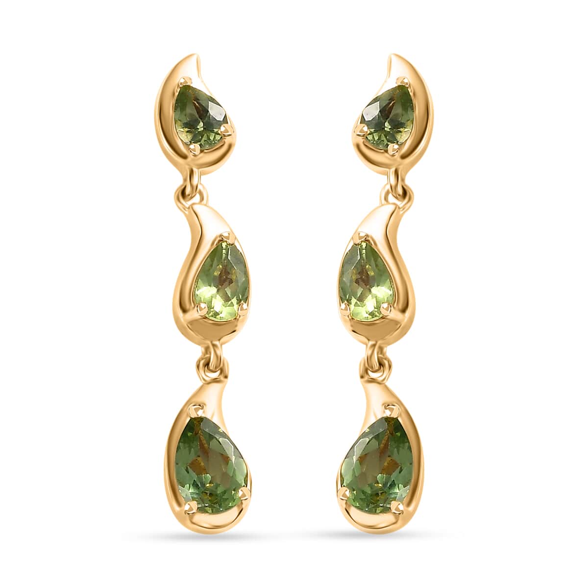 Andranomaro Green Apatite Rain Drop Earrings in 18K Vermeil Yellow Gold Over Sterling Silver 1.65 ctw image number 0