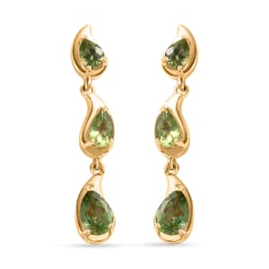Andranomaro Green Apatite Rain Drop Earrings in 18K Vermeil Yellow Gold Over Sterling Silver 1.65 ctw