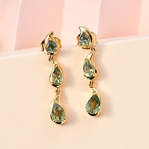 Andranomaro Green Apatite Raindrop Earrings in 18K Vermeil Yellow Gold Over Sterling Silver 1.65 ctw