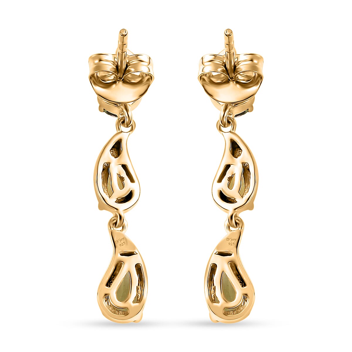 Andranomaro Green Apatite Raindrop Earrings in 18K Vermeil Yellow Gold Over Sterling Silver 1.65 ctw