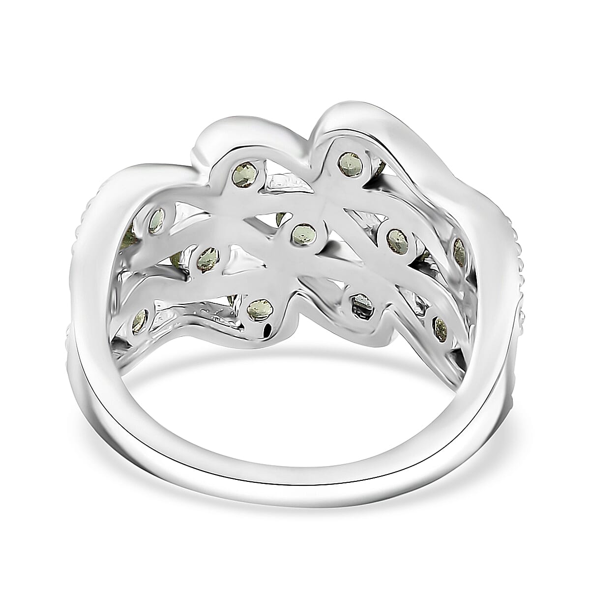 Andranomaro Green Apatite Hills Fog Ring in Rhodium Over Sterling Silver (Size 5.0) 1.60 ctw