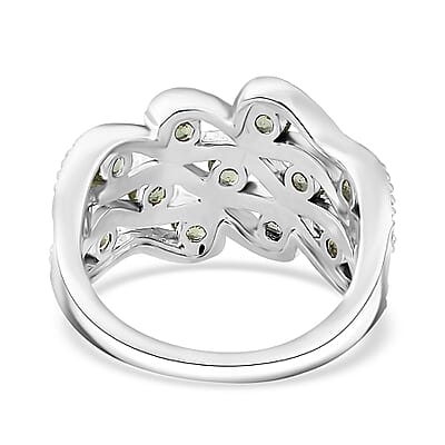Andranomaro Green Apatite Hills Fog Ring in Rhodium Over Sterling Silver (Size 5.0) 1.60 ctw