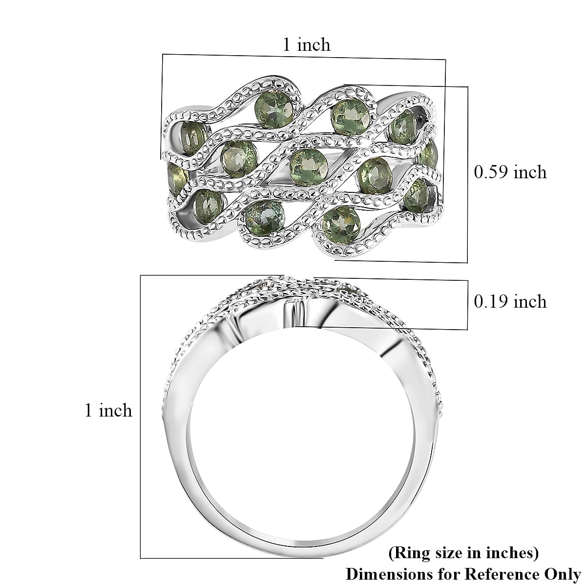 Andranomaro Green Apatite Hills Fog Ring in Rhodium Over Sterling Silver (Size 5.0) 1.60 ctw