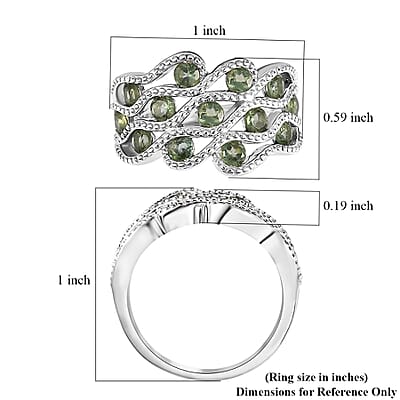 Andranomaro Green Apatite Hills Fog Ring in Rhodium Over Sterling Silver (Size 5.0) 1.60 ctw