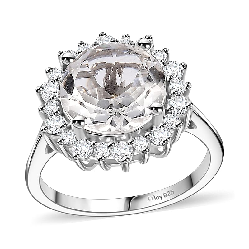 Brazilian Petalite and Multi Gemstone Sunburst Ring in Rhodium Over Sterling Silver (Size 6.0) 6.50 ctw (Del. in 10-12 Days)