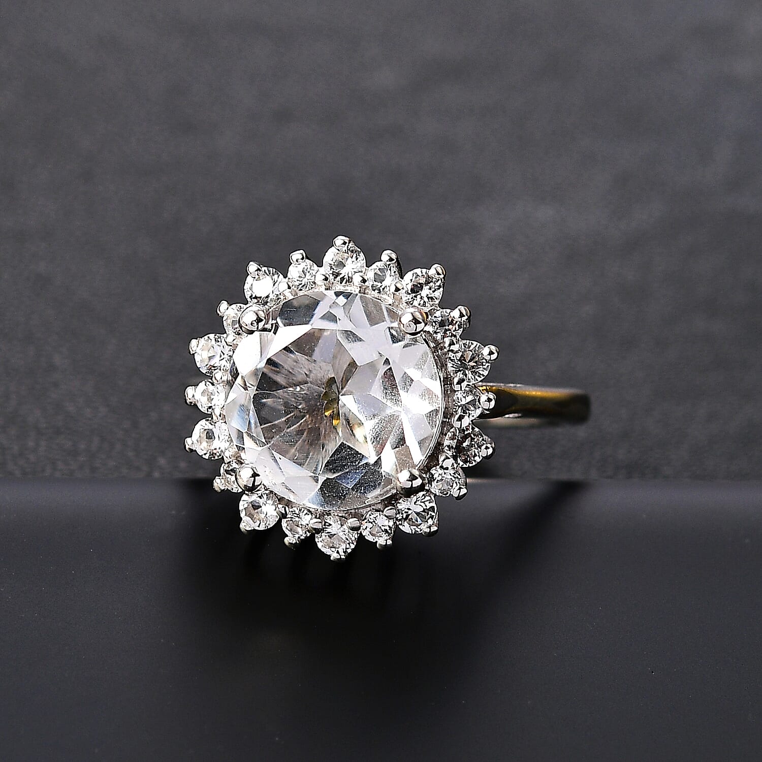 Brazilian Petalite and Multi Gemstone Sunburst Ring in Rhodium Over Sterling Silver (Size 6.0) 6.50 ctw (Del. in 10-12 Days)