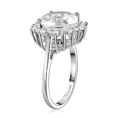 Brazilian Petalite and Multi Gemstone Sunburst Ring in Rhodium Over Sterling Silver (Size 6.0) 6.50 ctw (Del. in 10-12 Days)