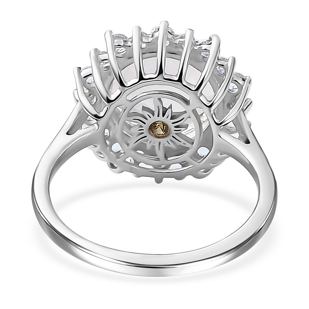 Brazilian Petalite and Multi Gemstone Sunburst Ring in Rhodium Over Sterling Silver (Size 6.0) 6.50 ctw (Del. in 10-12 Days)