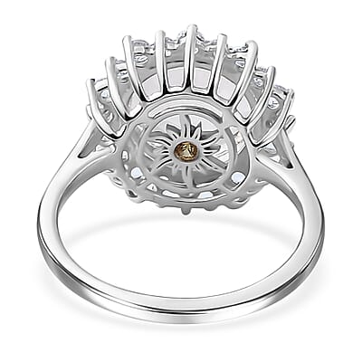 Brazilian Petalite and Multi Gemstone Sunburst Ring in Rhodium Over Sterling Silver (Size 6.0) 6.50 ctw (Del. in 10-12 Days)