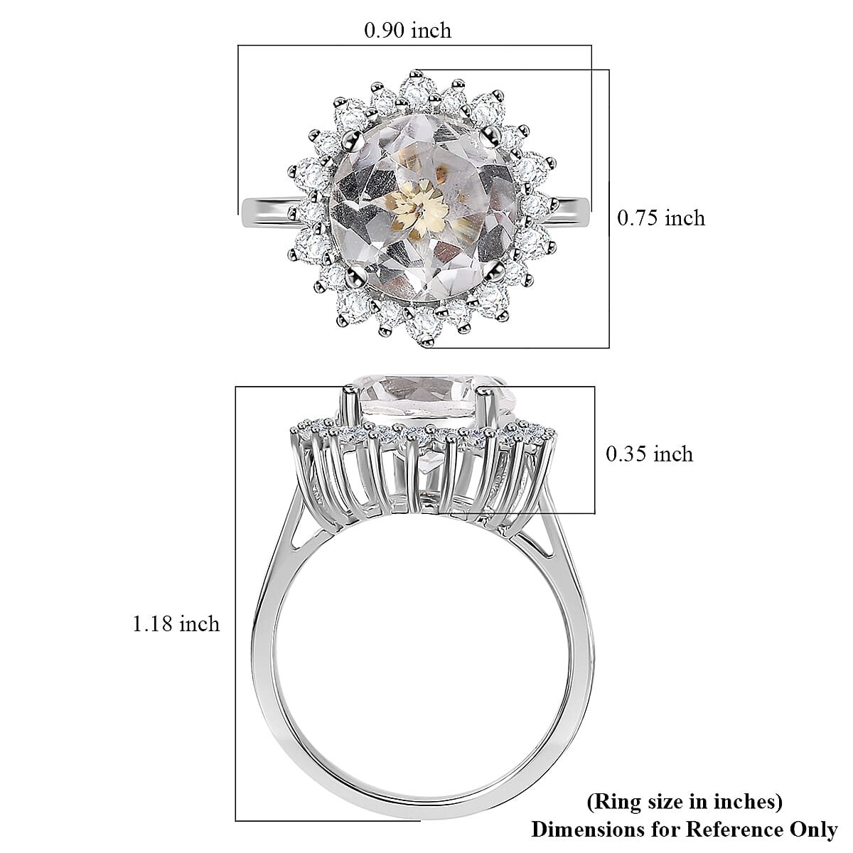 Brazilian Petalite and Multi Gemstone Sunburst Ring in Rhodium Over Sterling Silver (Size 6.0) 6.50 ctw (Del. in 10-12 Days)