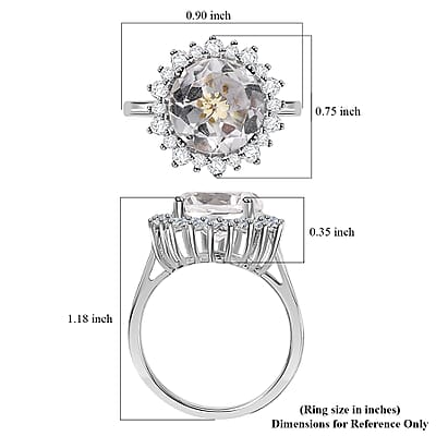 Brazilian Petalite and Multi Gemstone Sunburst Ring in Rhodium Over Sterling Silver (Size 6.0) 6.50 ctw (Del. in 10-12 Days)