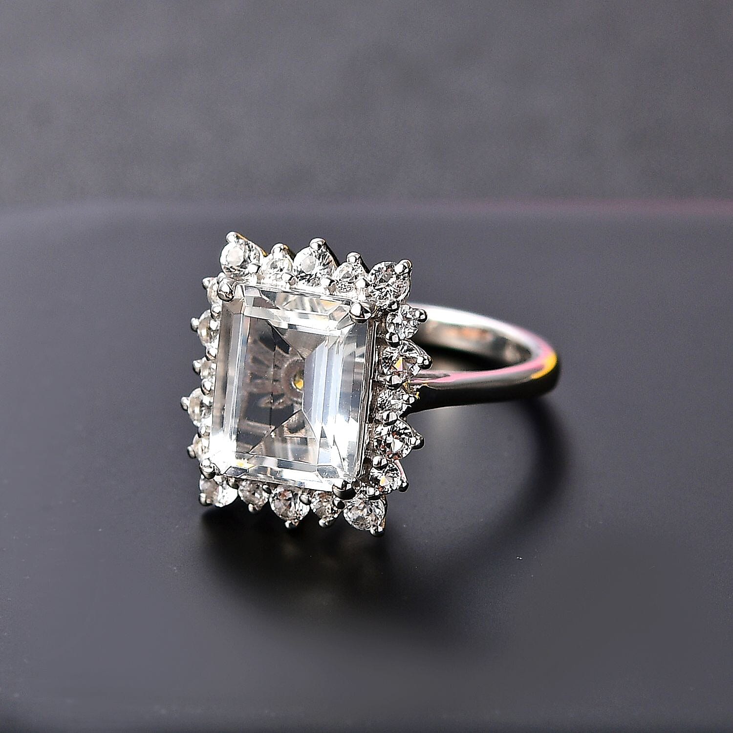 Brazilian Petalite and Multi Gemstone Sunburst Ring in Rhodium Over Sterling Silver (Size 9.0) 4.40 ctw