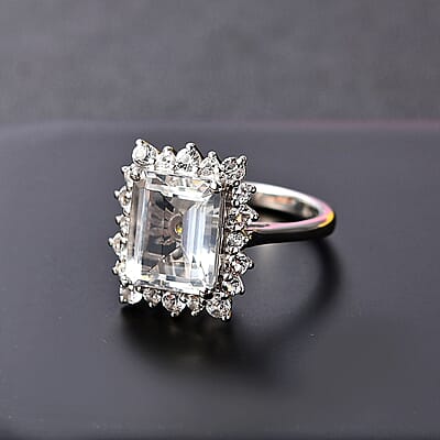 Brazilian Petalite and Multi Gemstone Sunburst Ring in Rhodium Over Sterling Silver (Size 9.0) 4.40 ctw