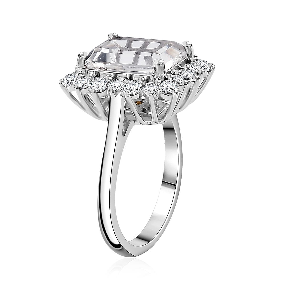 Brazilian Petalite and Multi Gemstone Sunburst Ring in Rhodium Over Sterling Silver (Size 9.0) 4.40 ctw
