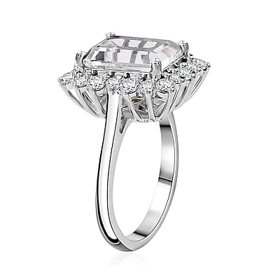 Brazilian Petalite and Multi Gemstone Sunburst Ring in Rhodium Over Sterling Silver (Size 9.0) 4.40 ctw