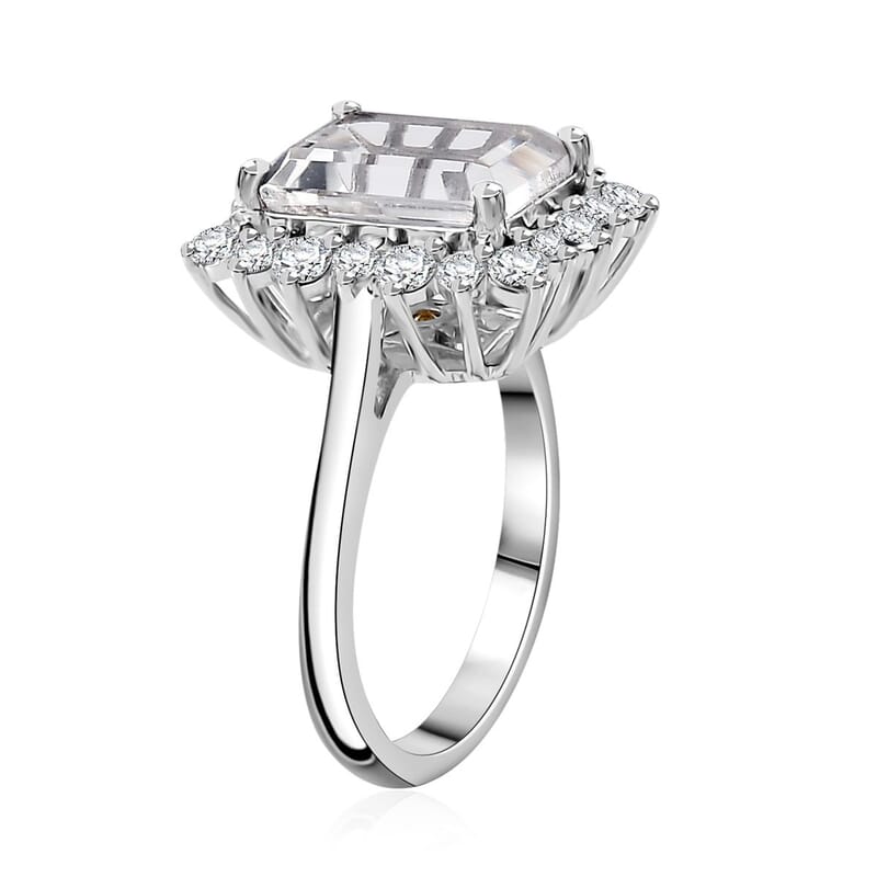 Brazilian Petalite and Multi Gemstone Sunburst Ring in Rhodium Over Sterling Silver (Size 9.0) 4.40 ctw