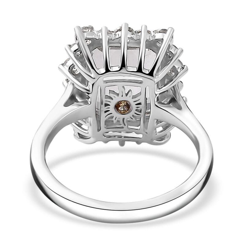Brazilian Petalite and Multi Gemstone Sunburst Ring in Rhodium Over Sterling Silver (Size 9.0) 4.40 ctw
