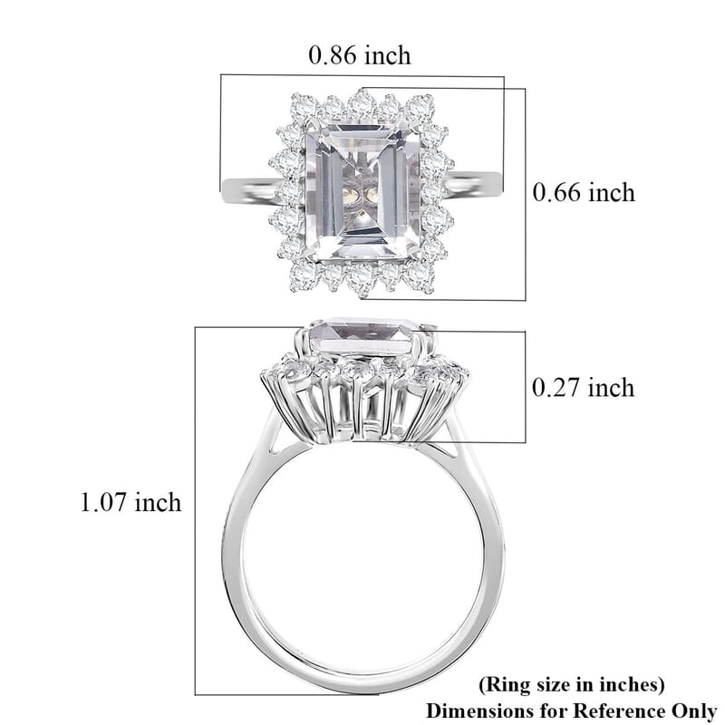 Brazilian Petalite and Multi Gemstone Sunburst Ring in Rhodium Over Sterling Silver (Size 9.0) 4.40 ctw
