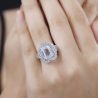 Brazilian Petalite and Multi Gemstone Vintage Glamour Ring in Rhodium Over Sterling Silver (Size 6.0) 5.30 ctw