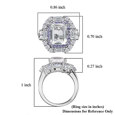 Brazilian Petalite and Multi Gemstone Vintage Glamour Ring in Rhodium Over Sterling Silver (Size 6.0) 5.30 ctw
