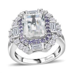 Brazilian Petalite and Multi Gemstone Vintage Glamour Ring in Rhodium Over Sterling Silver (Size 7.0) 5.30 ctw