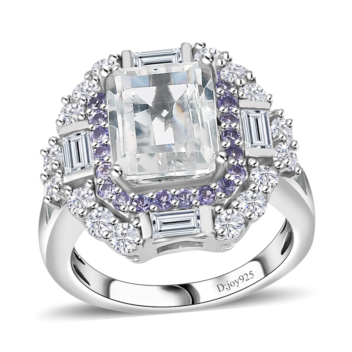 Brazilian Petalite and Multi Gemstone Vintage Glamour Ring in Rhodium Over Sterling Silver (Size 8.0) 5.30 ctw image number 0