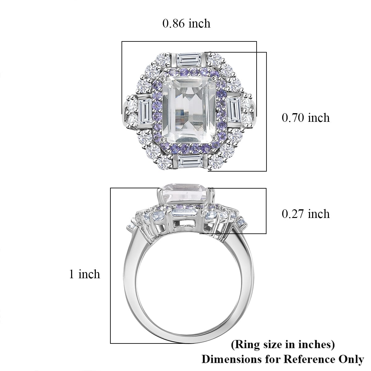 Brazilian Petalite and Multi Gemstone Vintage Glamour Ring in Rhodium Over Sterling Silver (Size 8.0) 5.30 ctw image number 5