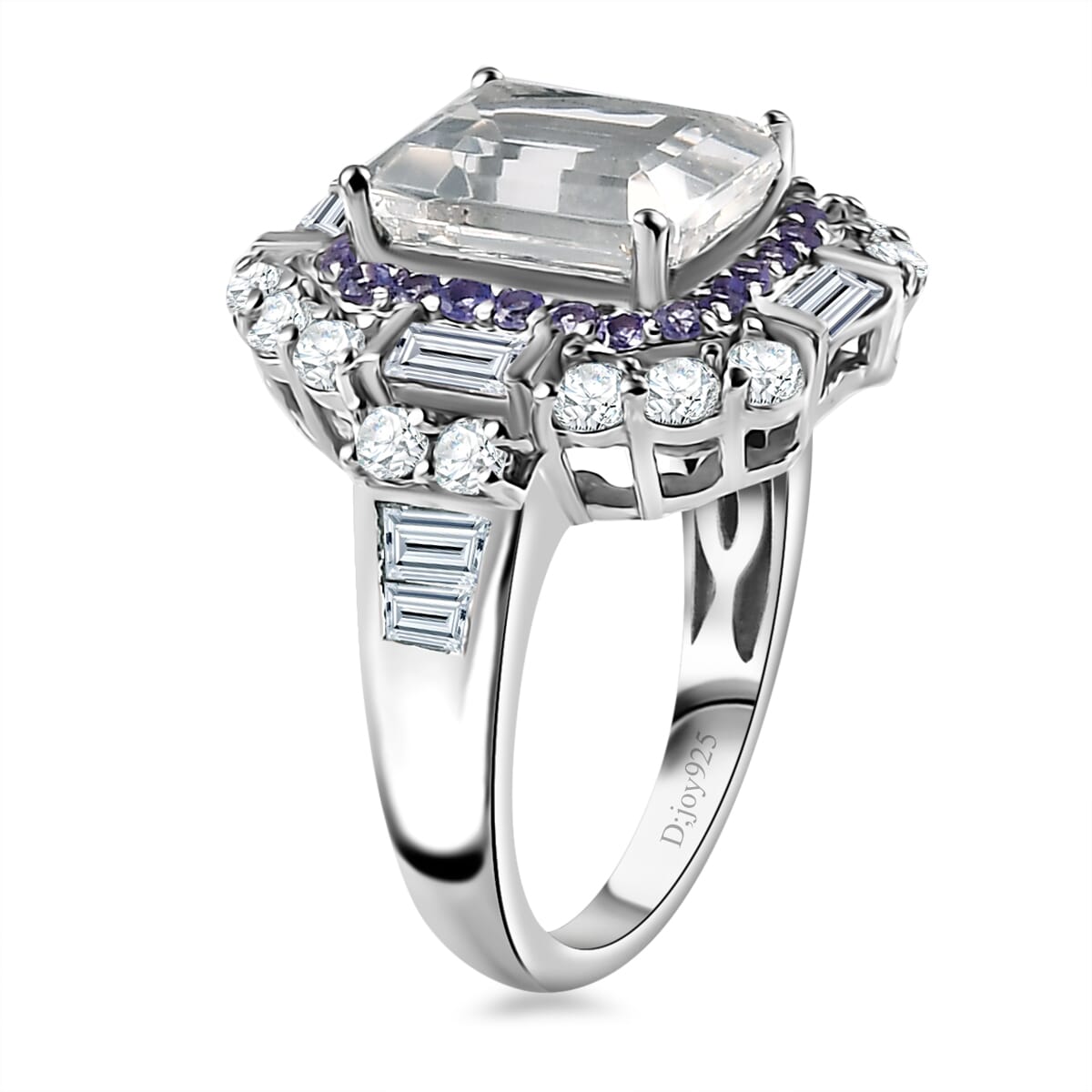 Brazilian Petalite and Multi Gemstone Vintage Glamour Ring in Rhodium Over Sterling Silver (Size 9.0) 5.30 ctw image number 3
