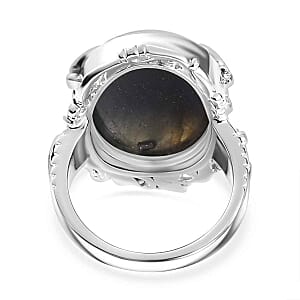 Labradorite 19.26 ctw Fancy Ring in Rhodium Over Sterling Silver (Size 6.5)