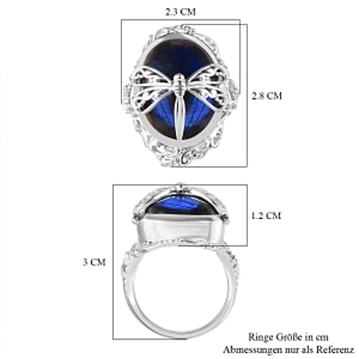Labradorite 19.26 ctw Fancy Ring in Rhodium Over Sterling Silver (Size 6.5)