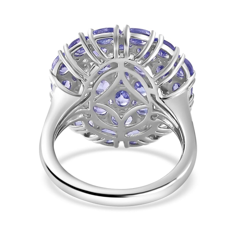 Tanzanite 5.89 ctw Ring in Rhodium Over Sterling Silver (Size 11.5)