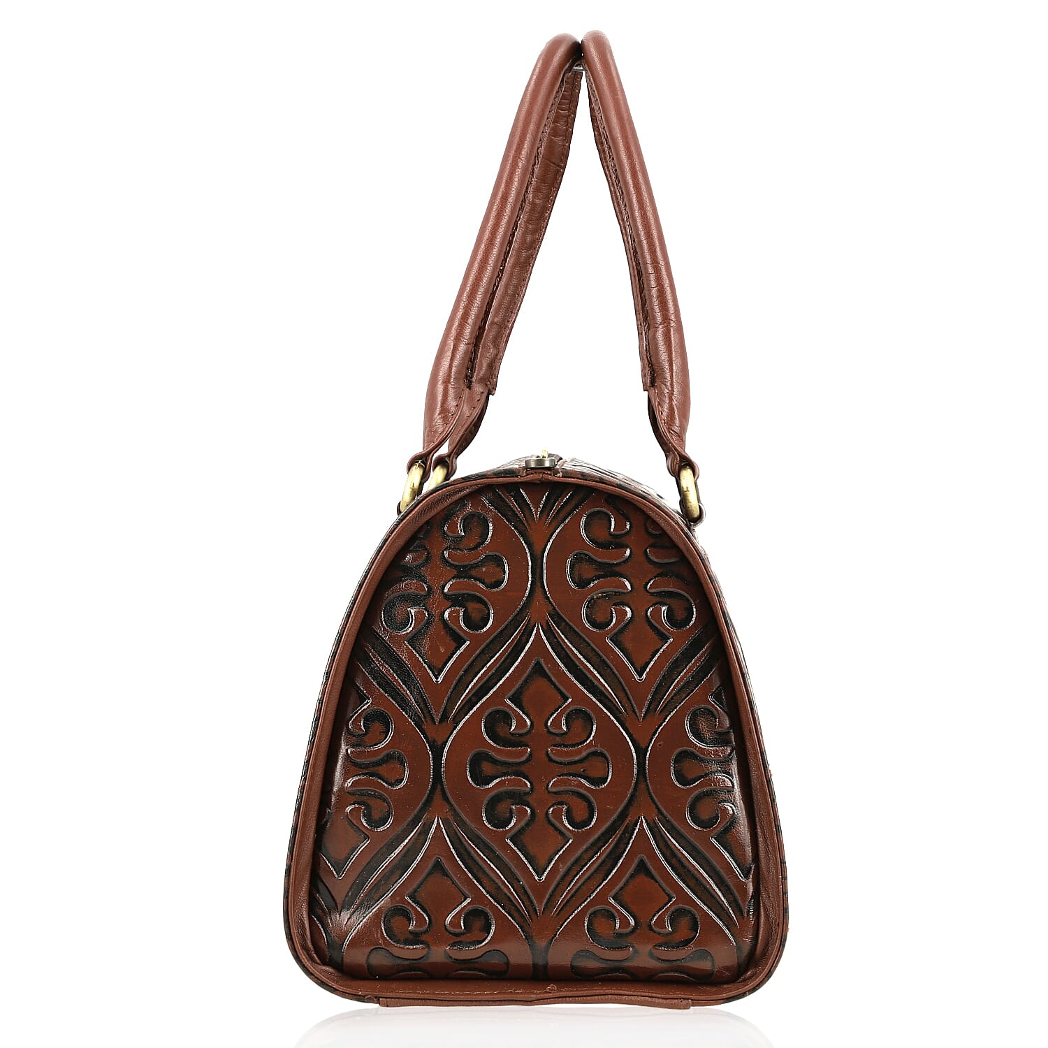 Tan Genuine Leather Crossbody or Sling Bag with 2 Top Handle Drop and Adjustable Detachable Shoulder Strap