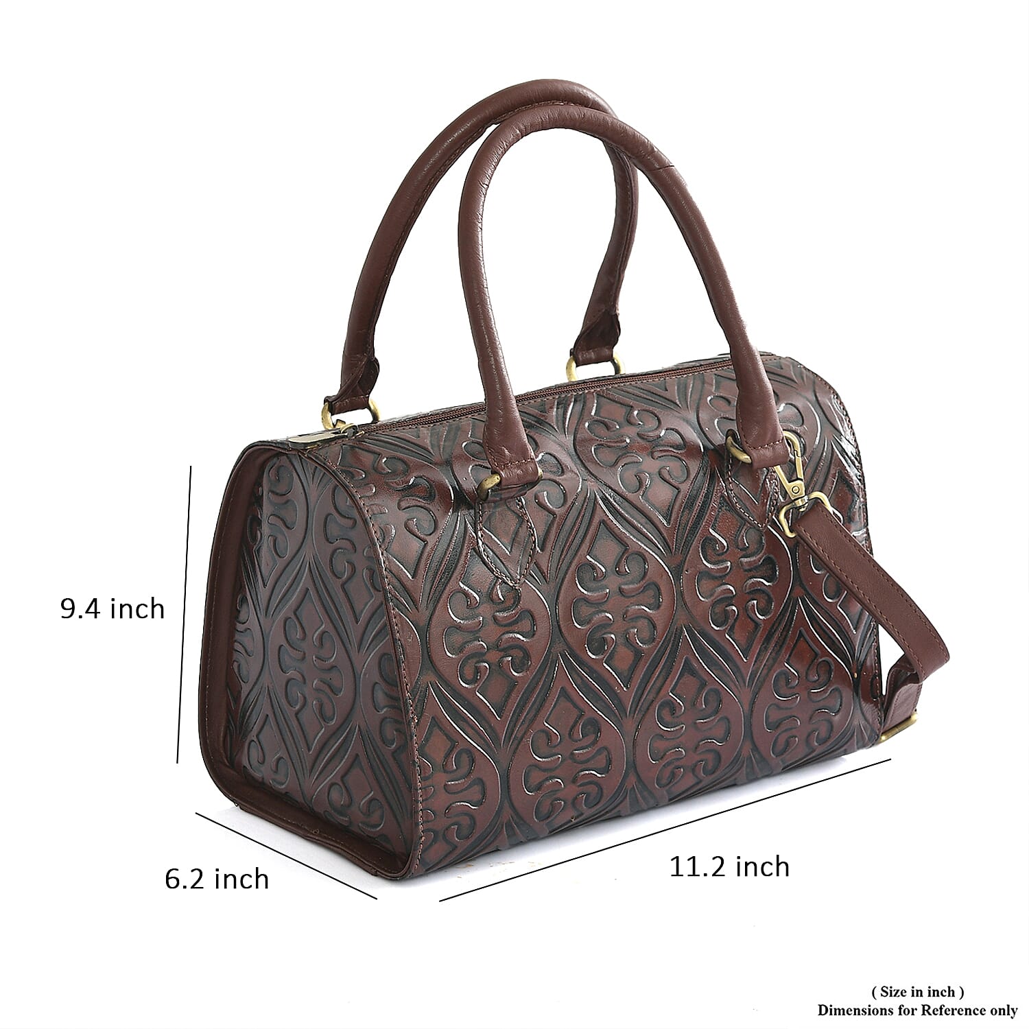 Tan Genuine Leather Crossbody or Sling Bag with 2 Top Handle Drop and Adjustable Detachable Shoulder Strap