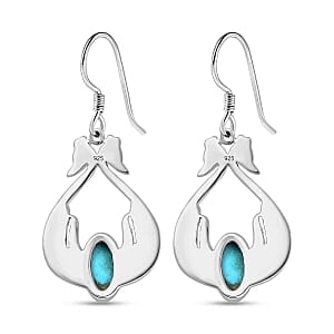 Sleeping Beauty Turquoise 1.80 ctw Fancy Earrings in Rhodium Over Sterling Silver (8.44 g)