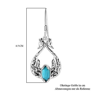 Sleeping Beauty Turquoise 1.80 ctw Fancy Earrings in Rhodium Over Sterling Silver (8.44 g)