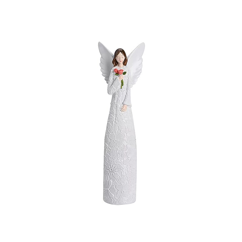 Resin Angel Holding Flowers Figurine