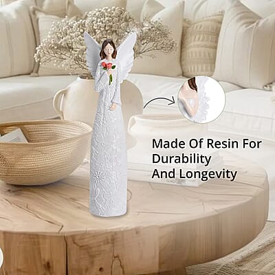 Resin Angel Holding Flowers Figurine
