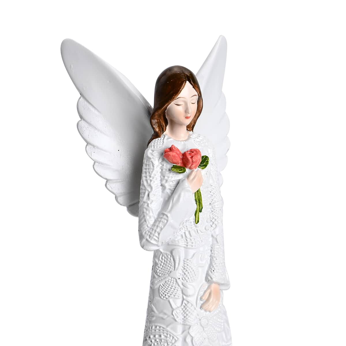 Resin Angel Holding Flowers Figurine (11.81") image number 3