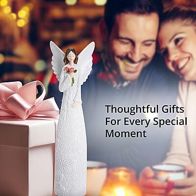 Resin Angel Holding Flowers Figurine