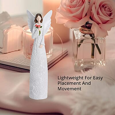 Resin Angel Holding Flowers Figurine