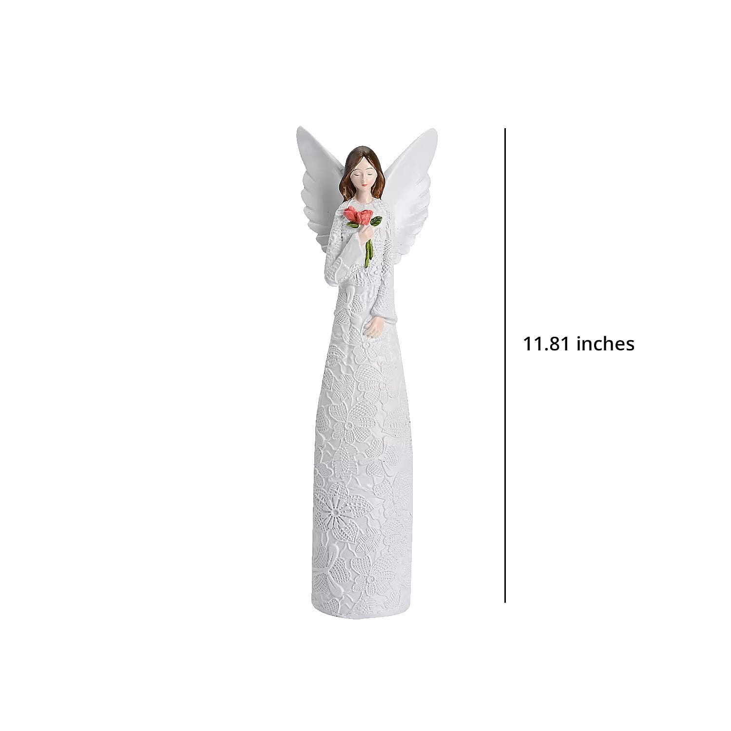 Resin Angel Holding Flowers Figurine