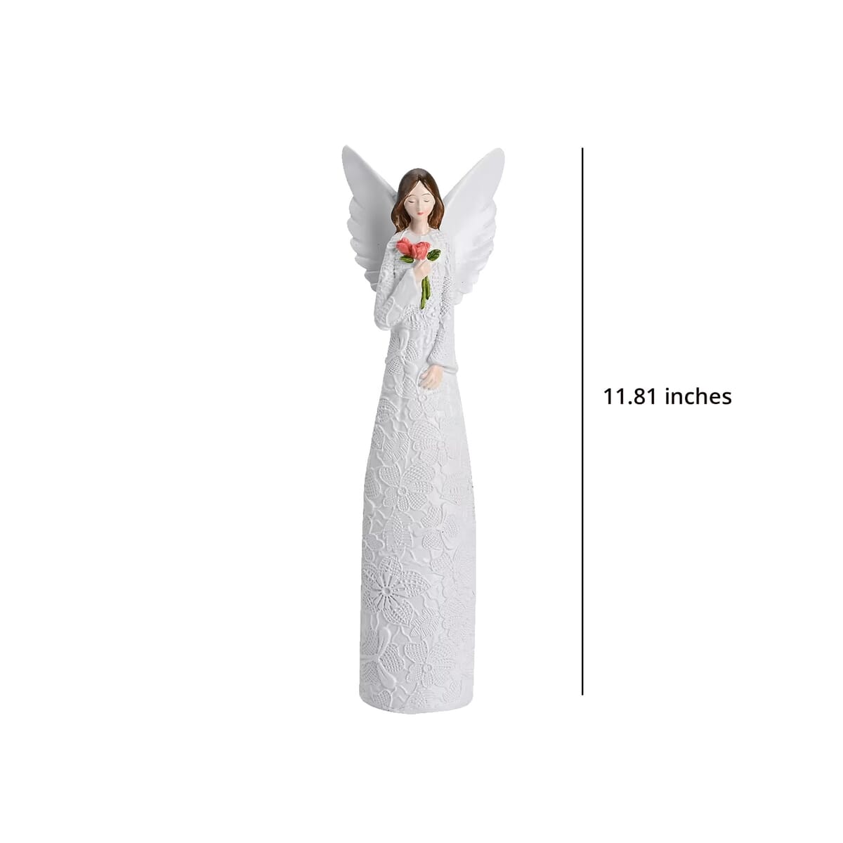 Resin Angel Holding Flowers Figurine (11.81") image number 6