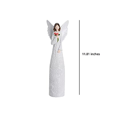 Resin Angel Holding Flowers Figurine