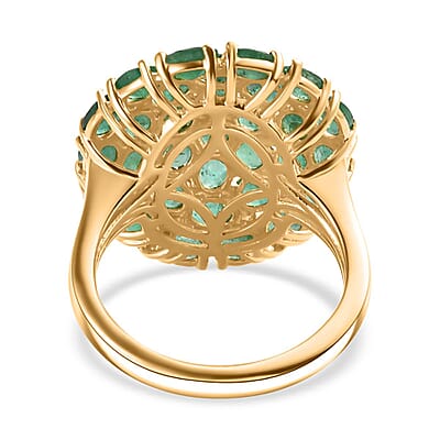Zambian Emerald 5.89 ctw Ring in 18K Vermeil Yellow Gold Over Sterling Silver (Size 8.0)