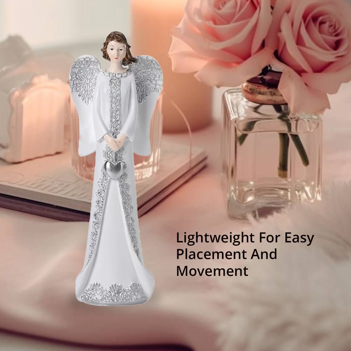 Resin Angel Holding Figurine with Heart image number 4