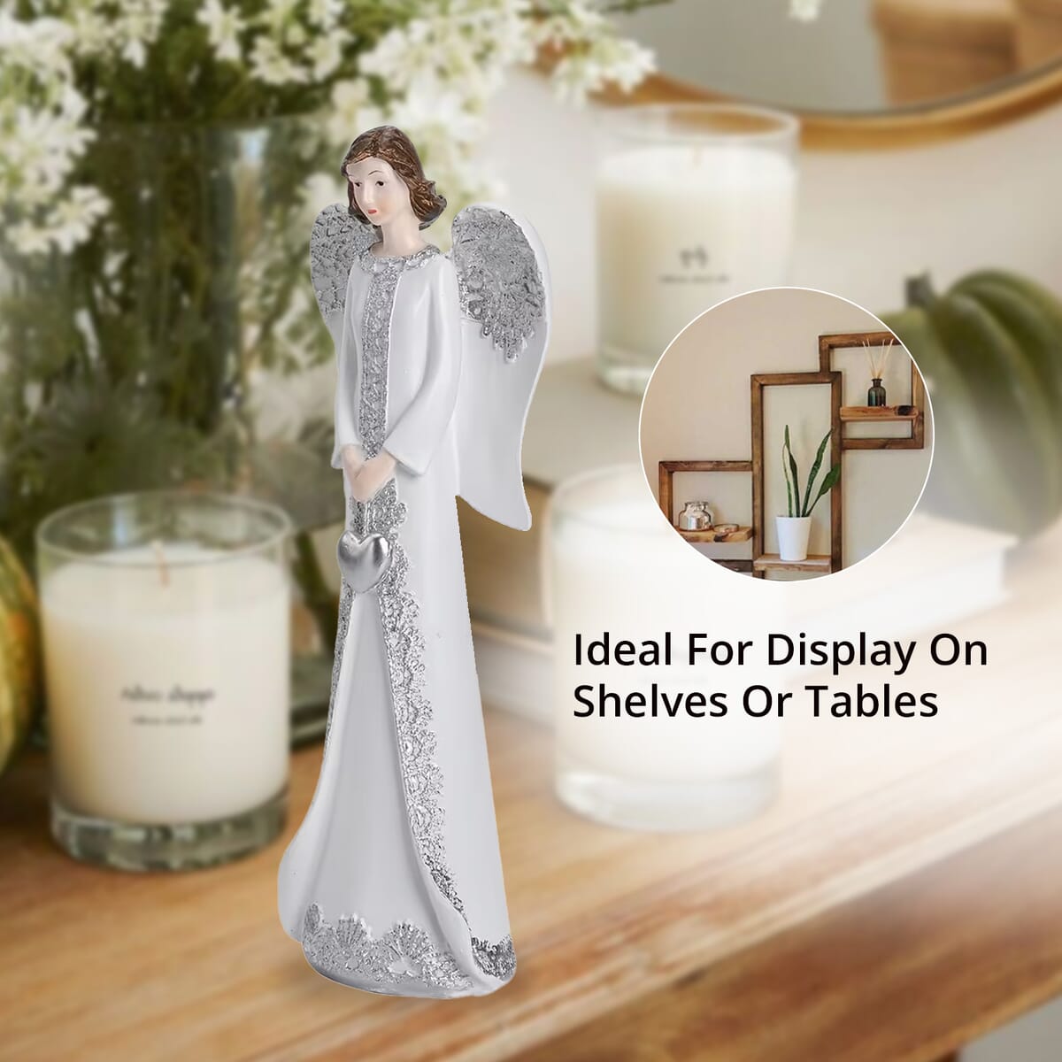 Resin Angel Holding Figurine with Heart image number 5