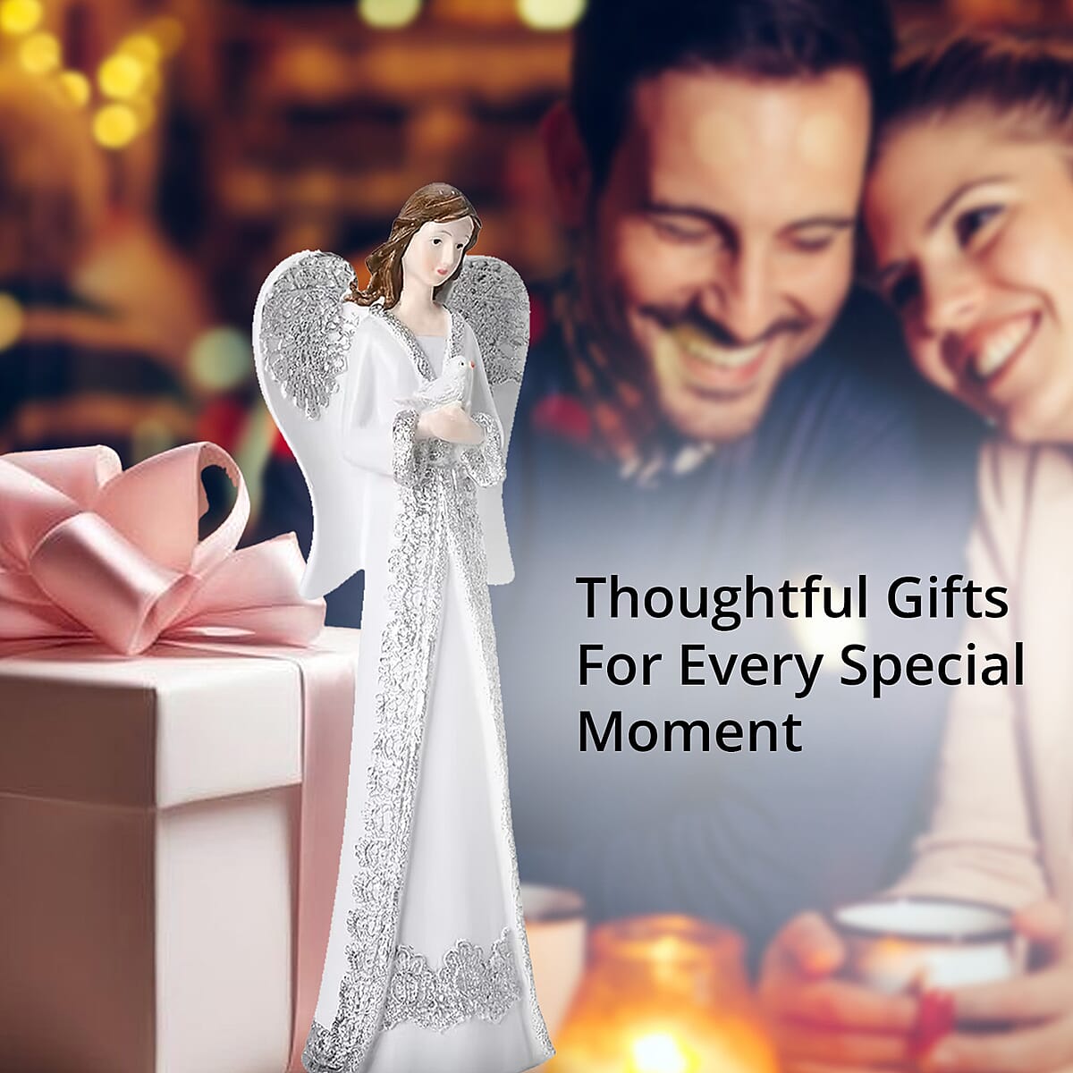 Resin Angel Holding Pigeon Figurine image number 5